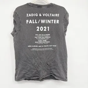 Zadig & Voltaire Womens Faded Grey Skull Graphic Grunge Punk Rocker Muscle Tee M thumbnail 7