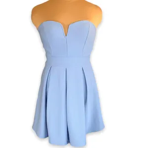 Vintage Windsor Baby Blue‎ Strapless Fit Flare Mini Dress Sweetheart Neckline thumbnail 2