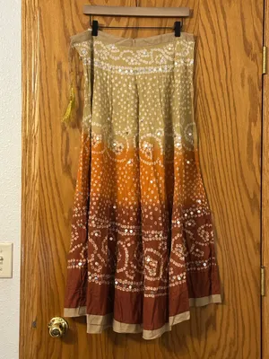 Raj Women’s Ombre Bandhani Maxi Skirt in Tan, Orange & Brown - NWOT - OS thumbnail 2
