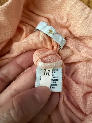 Silk Wide Peach Lounge Pants high-waist sheer chiffon harem gelato color elastic waist sz M thumbnail 4