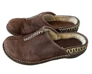 Ugg Kohala brown leather clogs sheepskinn lined size 6 women’s outdoor slippers thumbnail 1