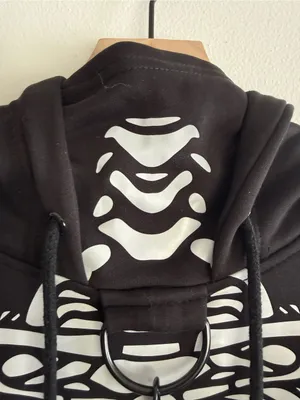 Dolls Kill Trickz N' Treatz Flesh N' Bones Reflective Skeleton Hoodie w Chains S thumbnail 5
