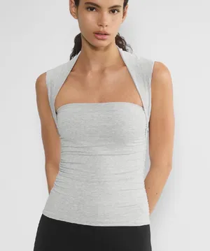 NWOT Aritzia Casual Contour Flourish Top in Heather Crome thumbnail 1