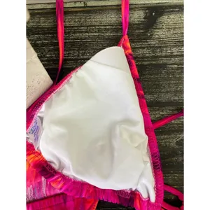 Venus Pink Print 2 Piece Triangle Slide Side Tie String Bikini Swim Suit 8/DD thumbnail 4