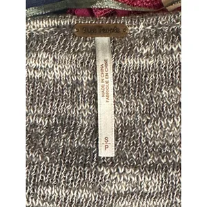 Free People taupe cotton/linen V surplice wrap front marled knit sweater Size S thumbnail 2