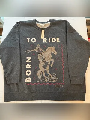 Ariat To Ride Born Western Graphic Oversized Crew Sweatshirt 2X NWT Rodeo thumbnail 3