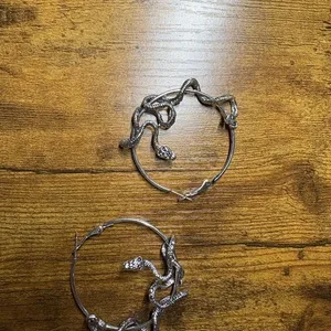 Snake Wrap Hoop Earrings Dark Gothic‎ Punk Medusa Style Silver Tone new thumbnail 5