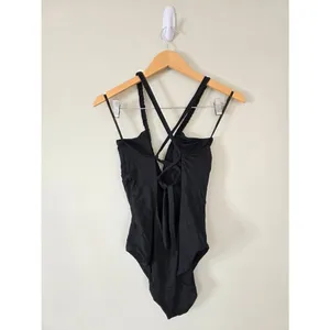 Soluna Lake Side Tie Back Swimsuit Large One-Piece in‎ Black Braided Detail NEW thumbnail 4