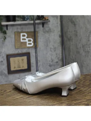 NWT Easy Street Waive Dress Pump Block Heel Dance WAIVE Silver Satin Gray 9W thumbnail 3