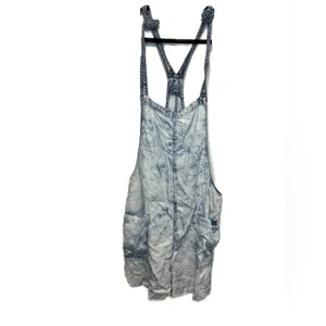 Aerie Blue Acid Wash Rayon Tie Shoulder Romper Sz M thumbnail 2