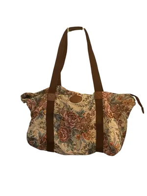 Vintage Renaissance Floral Tapestry Tote duffle Bag boho cottagecore Grandma thumbnail 2