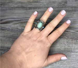 Turquoise Womens Adjustable Ring Bulky Western Blue Stones Silver One Size OS thumbnail 1