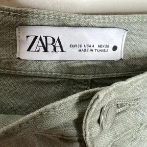 Zara Balloon Jeans 4 Women Green High Waist Ankle Crop 100% Cotton Casual Trendy thumbnail 4
