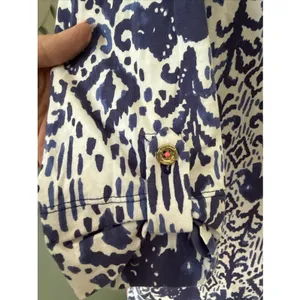 LILLY PULITZER Ocean Ridge cotton roll tab‎ sleeve shift dress Medium thumbnail 3