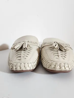 Womens Cream Woven Flat Mules with Tassel Detail Size 40 US 9 thumbnail 2