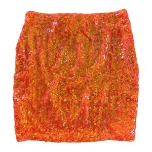 NWT MANER Women's Sequin‎ Bodycon Mini Skirt Orange Medium thumbnail 7