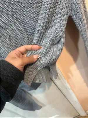 UK2LA Grey Ribbed Mock Neck Knit Sweater thumbnail 4