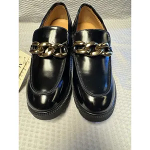 MACNMEUU Chunky Platform Loafer Comfort‎ Slip On Chain Faux Leather Women's 9 thumbnail 3