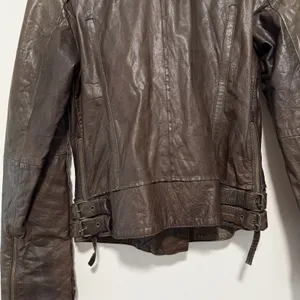 AllSaints Brown Leather‎ Lana Moto Biker Jacket Size 12 thumbnail 8