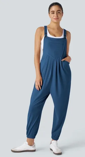 Halara Blue Jogger Bottom Overalls Sz.M NWT thumbnail 1
