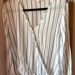 FINAL MARKDOWN Pink Rose Vintage Blue and White Striped Top large thumbnail 1