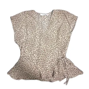 ASTR The Label Leopard Print Wrap Blouse Women Size Large Top thumbnail 5