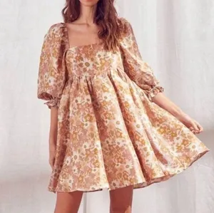 Storia Vintage Cottagecore Floral Puff Sleeve Mini Dress thumbnail 5
