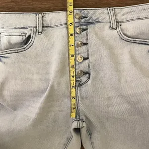 Raw Distressed Hem Flare Button Up Jeans Light Blue Size 31 thumbnail 7