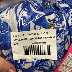 Lilly Pulitzer Lela Henley Tank Dress Womens Size Medium Blue Tang Flocking NWT thumbnail 6