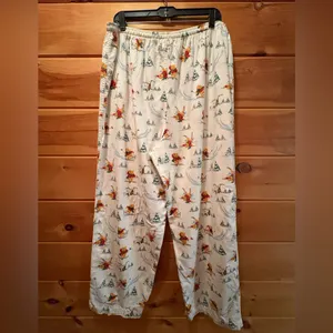 Disney Winnie the Pooh size extra large pajama pants with a cute winter scene. thumbnail 2