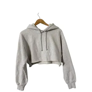 ARITZIA Tna Crop Fleece Gray Hoodie Sweatshirt Pullover Top thumbnail 4