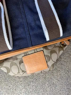 Vintage Y2K 2004 Coach Hampton Denim Tote Bag 4498 Leather Canvas Handles thumbnail 5