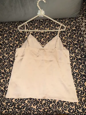 Express Size Small Beige Satin Camisole Tank Top Lace Trim Adjustable Straps thumbnail 6