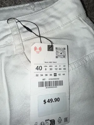 Zara Wide Leg White Jeans with Raw Hem thumbnail 2