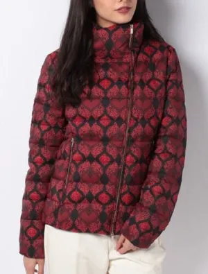 Desigual Heart Pattern‎ Down Feather Puffer Jacket High Neck Assymetric Zip thumbnail 1