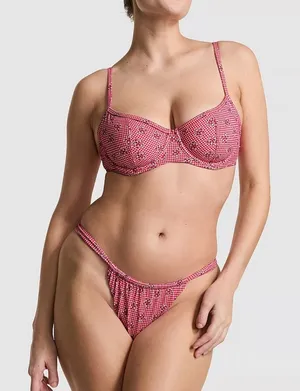 NWT Frankie’s Bikinis VS Pink Reilly Bikini Bottom Ladybug Lane- Size Small thumbnail 1