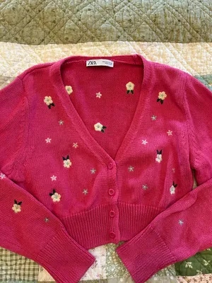 Zara Embroidered Floral Cardigan thumbnail 1