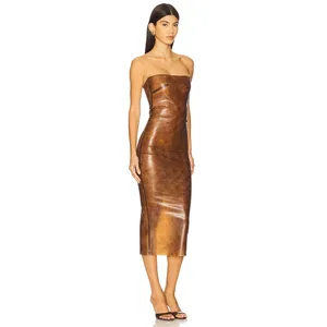 Miaou Lila Midi Dress Leopard Natural Latex Strapless Semi Sheer S NWT $495 thumbnail 7
