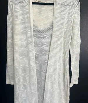 Loose Knitted Hooded Cream Women's Cardigan thumbnail 1