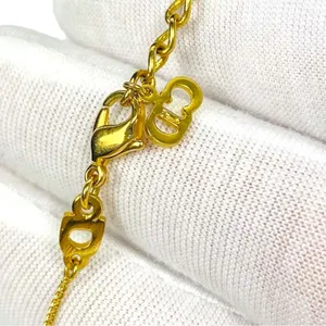Christian Dior Gold Tone Red Dior Enamel Tag Charm Bracelet thumbnail 6