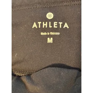 Athleta Black Cropped Yoga Pants Capris Reflective Zipper Pocket Womens Size M thumbnail 3