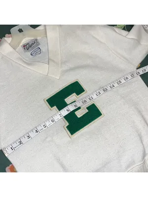 Vintage Cheer Letterman’s Sweater E College Sports Team E Green V Neck sweater thumbnail 9
