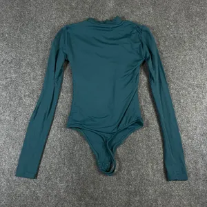 Babaton Mock Neck Long Sleeve Bodysuit Teal Green 2XS Thong Snap Closure thumbnail 1