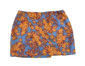 White Fox Boutique - Mini Skirt in Orange and Blue thumbnail 3