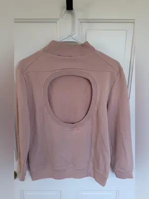 Varley‎ Pink Open Back Mock Neck Sweatshirt Pullover Size Small thumbnail 2