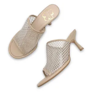 Ted Baker Celya Crystal Mesh Heeled Mules Sandals Nude Tan Size EU 39 US 8.5 thumbnail 6