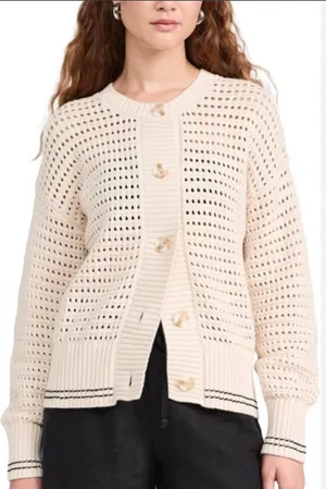 Magaschoni Cream Open-Knit Cardigan thumbnail 1