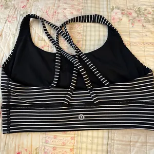 Lululemon Athletica Black and White Striped Sports Bra thumbnail 2