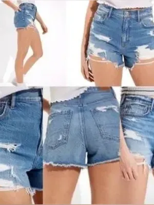American Eagle Highest Rise 90’s Boyfriend distressed Jeans Shorts thumbnail 7