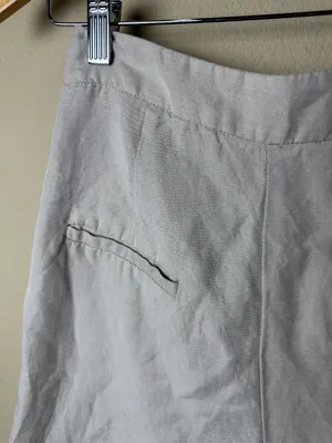 MANGO Suit Cropped Khaki Tan Linen Blend Trousers Pants Size 2 thumbnail 5